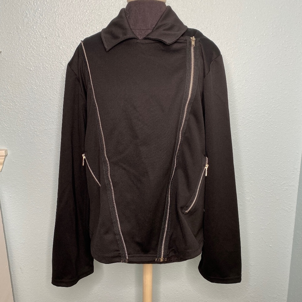 Ashley Stewart Plus Size Black Motorcycle Jacket